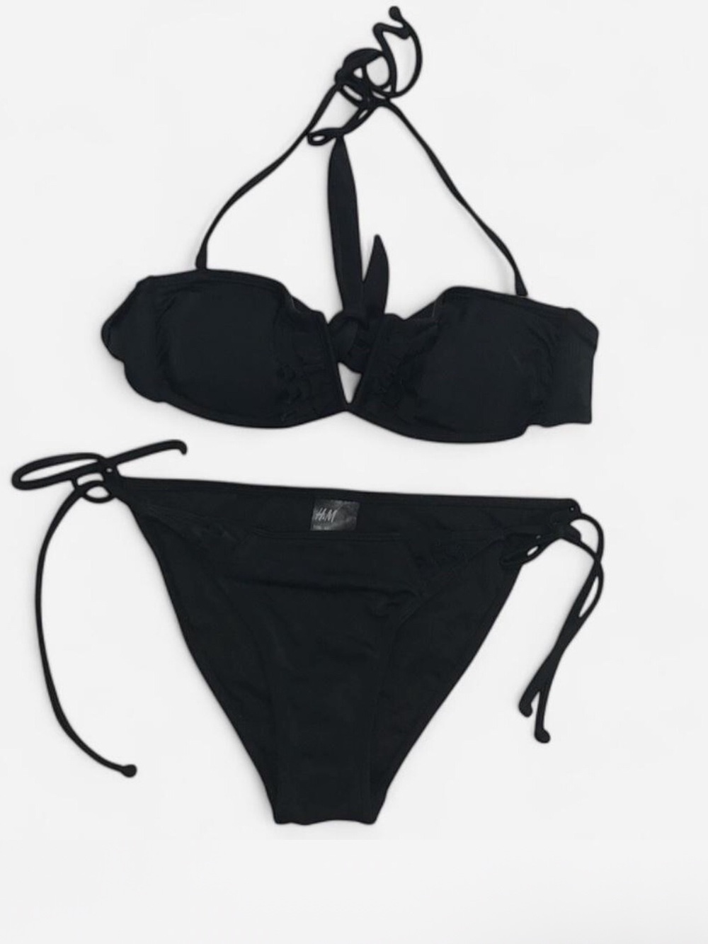 H&M Black Bandeau Tie-Side Bikini